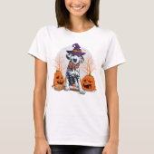 ハッピーハローウィン |ダルマティアン魔女パピードッグ Tシャツ (正面)