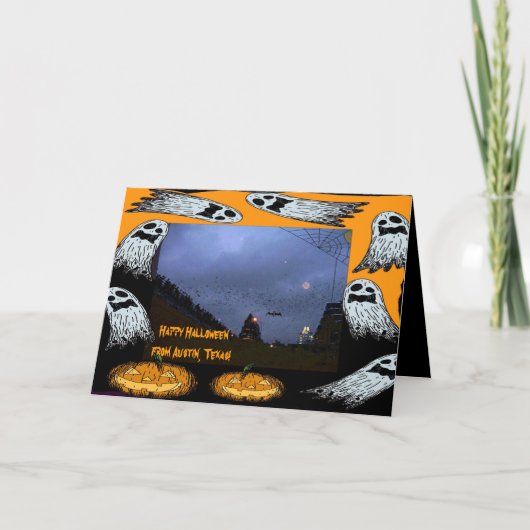 ハッピーハローウィン、テキサス州オースティン。 カード (正面)