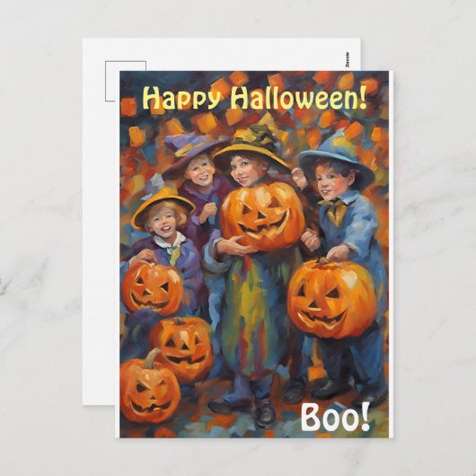 ハッピーハローウィン、トリック又はパーソナライズされた治療 シーズンポストカード (正面/裏面)