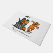 ハッピーハローウィン!ネコこうもり犬とクモ ドアマット (アングル)