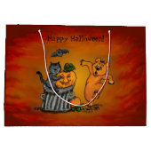 ハッピーハローウィン!ネコこうもり犬とクモ ラージペーパーバッグ (裏面)