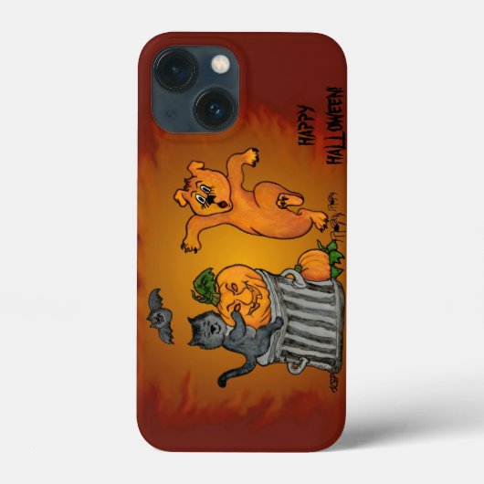ハッピーハローウィン!ネコこうもり犬とクモ Case-Mate iPhoneケース (裏面)