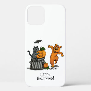 ハッピーハローウィン!ネコこうもり犬とクモ iPhone 12ケース