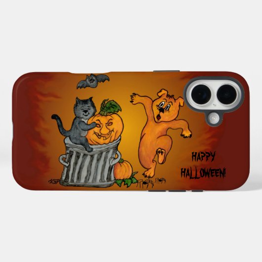 ハッピーハローウィン!ネコこうもり犬とクモ Case-Mate iPhoneケース (裏面 (横))