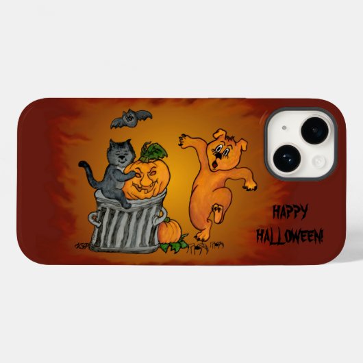 ハッピーハローウィン!ネコこうもり犬とクモ Case-Mate iPhoneケース (裏面 (横))
