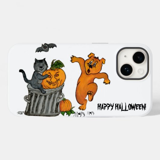ハッピーハローウィン!ネコこうもり犬とクモ Case-Mate iPhoneケース (裏面 (横))