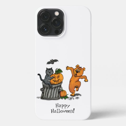 ハッピーハローウィン!ネコこうもり犬とクモ iPhoneケース (裏面)