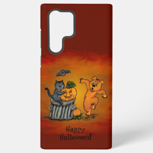 ハッピーハローウィン!ネコこうもり犬とクモ SAMSUNG GALAXY S22 ULTRAケース