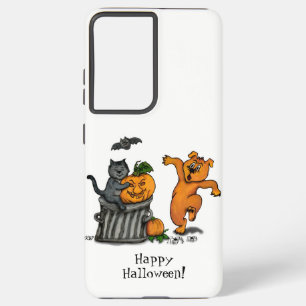 ハッピーハローウィン!ネコこうもり犬とクモ SAMSUNG GALAXY S21+ケース