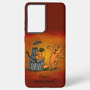 ハッピーハローウィン!ネコこうもり犬とクモ SAMSUNG GALAXY S21+ケース