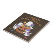 ハッピーハローウィン：ネコと幽霊 タイル (側面)