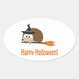 ハッピーハローウィン!ハリネズミの魔女 楕円形シール