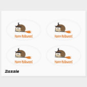 ハッピーハローウィン!ハリネズミの魔女 楕円形シール (シート)