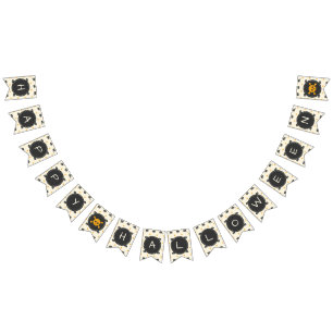 ハッピーハローウィン。ハロウィーンのカボチャのちょうちんホワイト水玉模様 バンティングフラッグ