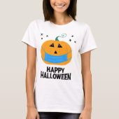 ハッピーハローウィン |ハロウィーンのカボチャのちょうちんマスク Tシャツ (正面)