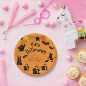 ハッピーハローウィン&ハロウィーンキャラクター ペーパープレート (パーティー)