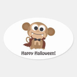 ハッピーハローウィン!バンパイア・モンキー 楕円形シール
