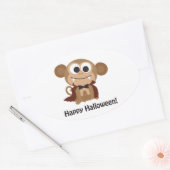 ハッピーハローウィン!バンパイア・モンキー 楕円形シール (封筒)