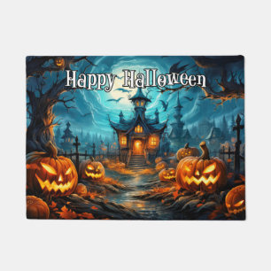 ハッピーハローウィン  パンプキ不気味ンの照明 ドアマット
