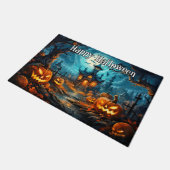 ハッピーハローウィン |パンプキ不気味ンの照明 ドアマット (アングル)