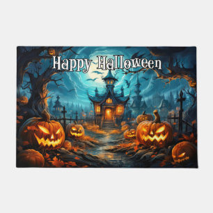 ハッピーハローウィン パンプキ不気味ンの照明 ドアマット