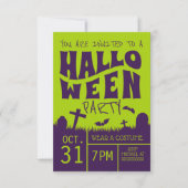ハッピーハローウィン |パーティーパープル墓地 招待状 (正面)