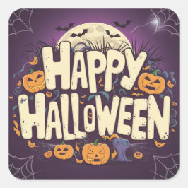 ハッピーハローウィン-パーティー スクエアシール