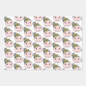 ハッピーハローウィン |ピンクのカボチャとヒマワリ ラッピングペーパーシート (正面)