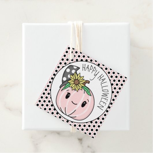 ハッピーハローウィン |ピンクカボチャと水玉模様 フェイバータグ (インサイチュ)