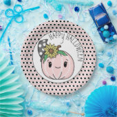 ハッピーハローウィン |ピンクカボチャと水玉模様 ペーパープレート (パーティー)