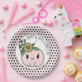 ハッピーハローウィン |ピンクカボチャと水玉模様 ペーパープレート (パーティー)