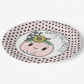 ハッピーハローウィン |ピンクカボチャと水玉模様 ペーパープレート (アングル)