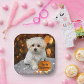 ハッピーハローウィン、マルチーズのワンちゃん。 ペーパープレート (パーティー)