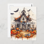 ハッピーハローウィン |マンシ幽霊のよく出るョン ポストカード (正面/裏面)