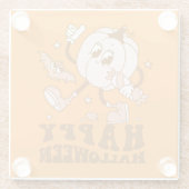 ハッピーハローウィン| レトロ水玉模様パンプキン ガラスコースター (裏面)