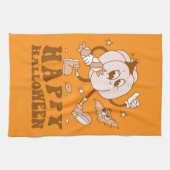 ハッピーハローウィン| レトロ水玉模様パンプキン キッチンタオル (横)