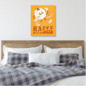 ハッピーハローウィン| レトロ水玉模様パンプキン キャンバスプリント (インサイチュ (寝室))