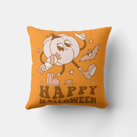 ハッピーハローウィン| レトロ水玉模様パンプキン クッション (裏面)