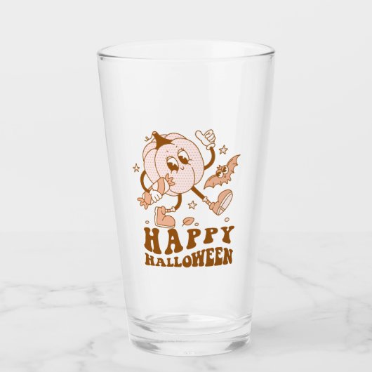 ハッピーハローウィン| レトロ水玉模様パンプキン タンブラーグラス (正面)