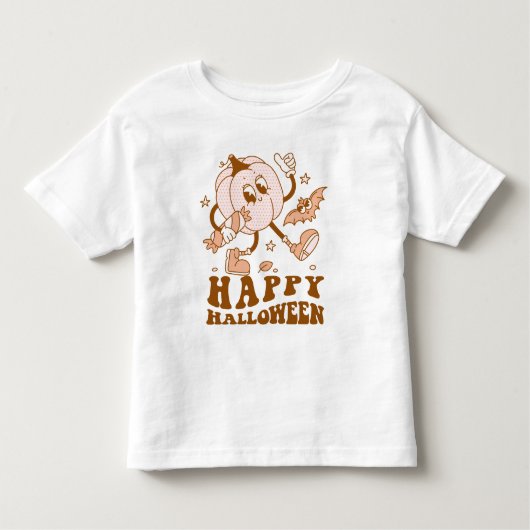 ハッピーハローウィン| レトロ水玉模様パンプキン トドラーTシャツ (正面)