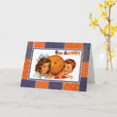 ハッピーハローウィン!ヴィンテージキッズハロウィーン カード (黄色い花)