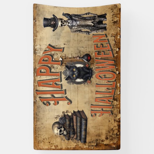 ハッピーハローウィン |ヴィンテージハローウィンパーティ 横断幕 (縦)