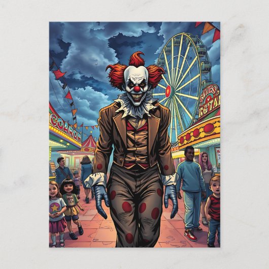 ハッピーハローウィン | 不気味ピエロ ポストカード (正面)