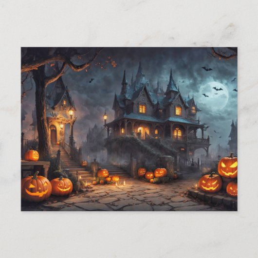 ハッピーハローウィン |住不気味幽霊のよく出る宅 ポストカード (正面)