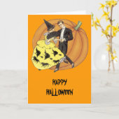 ハッピーハローウィン – 夜を踊遠くにる カード (黄色い花)