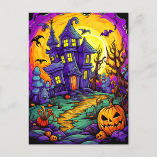 ハッピーハローウィン 家幽霊のよく出る屋 ポストカード