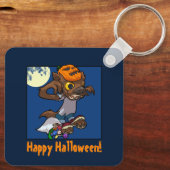 ハッピーハローウィン!小さな人狼を騙すか扱う キーホルダー (裏面)