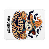 ハッピーハローウィン-幽霊のよく出るハウスオレンジブラック マグネット (横)