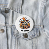 ハッピーハローウィン-幽霊のよく出るハウスオレンジブラック 缶バッジ (インサイチュ)