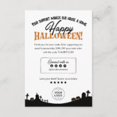 ハッピーハローウィン!幽霊のよく出る家不気味有感謝 サンキューカード (正面)